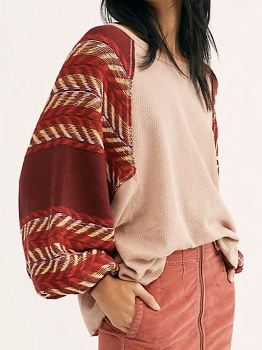 NWT Free People Women's Rainbow Dreams Pullover Knit Top Arizona Sands Size XS